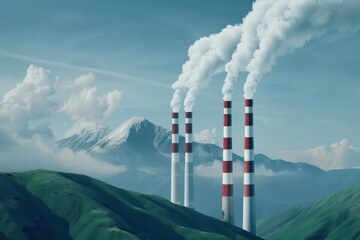 A striking banner depicting the monitoring of greenhouse gas emissions in a hightech