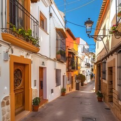 Obraz premium Picturesque old town of Calpe with charming streets and historic buildings, Comunidad Autonoma de Valencia