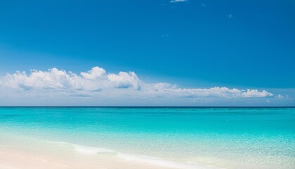 Fototapeta premium Beautiful tropical summer beach, white sand and blue sea waves, nature background, vacation in paradise concept for tourism, vivid colorful.