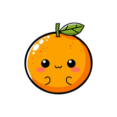 vector illustration of cute orange with embarrassed expression in minimalist and flat style isolated on white background