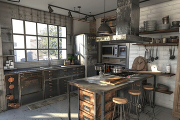 Obraz premium retro kitchen with modern touches
