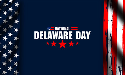 National Delaware day wallpaper with waving American flag in the backdrop. Delaware day vektor  background