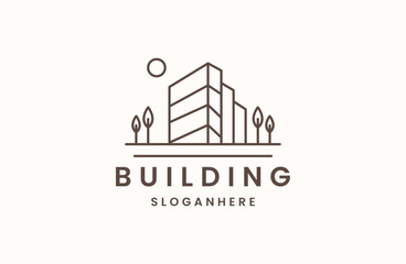 Building logo design with modern concept. city building construction