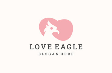 love eagle logo style illustration vector design.