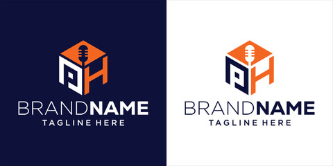 Creative Hexagon Letter PH and Mic Logo Design, Design Inspiration, Illustration, Vector