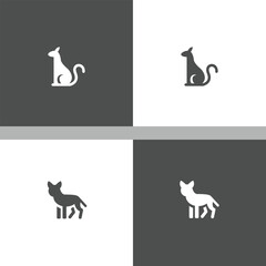 simple logo with a cat, gray and white color