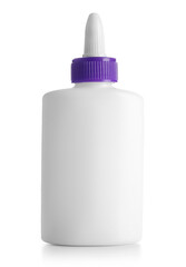 Bottle of glue on white background