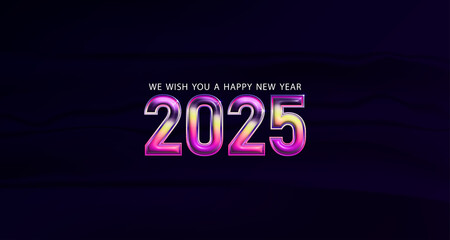Dark Blue background with 2025 Happy New Year text