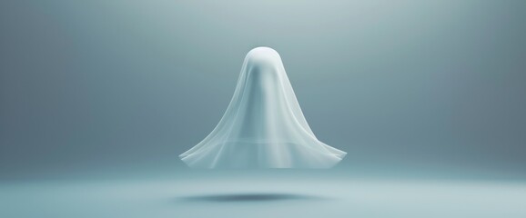 Ghostly apparition floating in the darkness with copy space