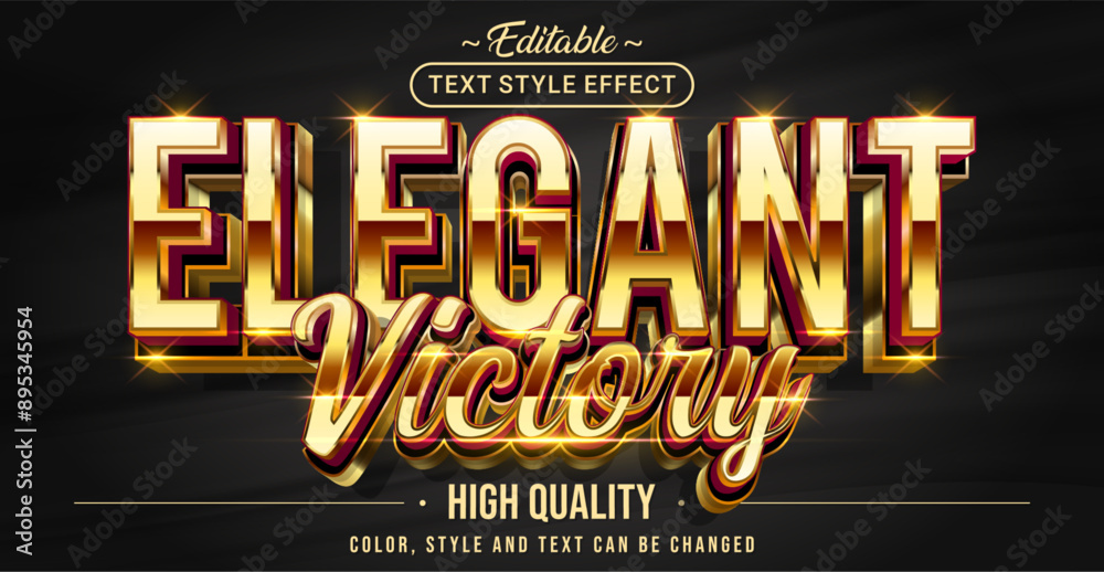 Poster Editable text style effect - Elegant Victory text style theme.