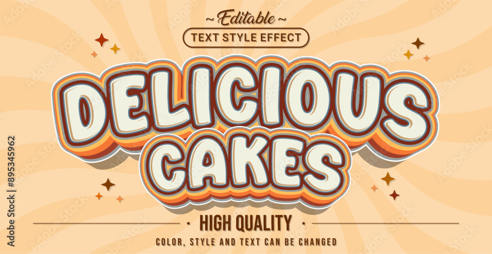 Poster editable text style effect - delicious cakes text style theme.