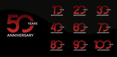 Fototapeta premium anniversary logo style set with red color can be use for celebration moment