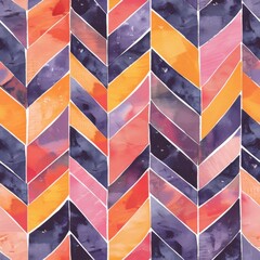 Fototapeta premium Watercolor bohemian chevron seamless repeating pattern, minimal pattern, high contrasty -