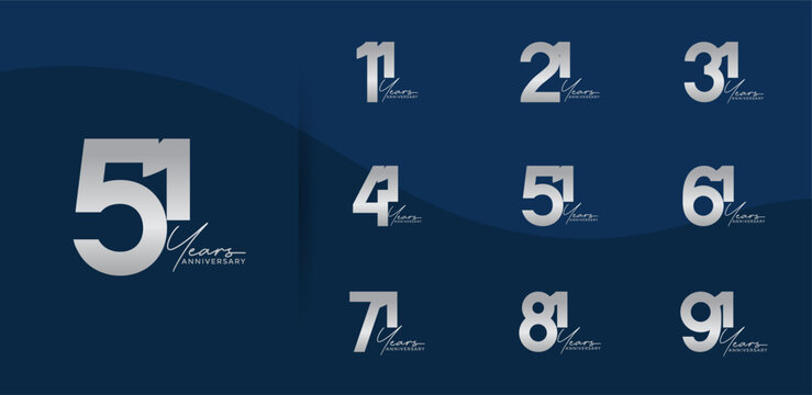 anniversary logo style set with silver color can be use for celebration moment