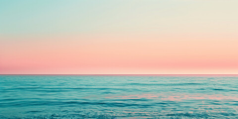 Obraz premium Sea and sky. An abstract minimalist background featuring Ocean Blue, Soft Cyan, and Coral Pink. Clean composition and vibrant color palette, ideal for modern designs.