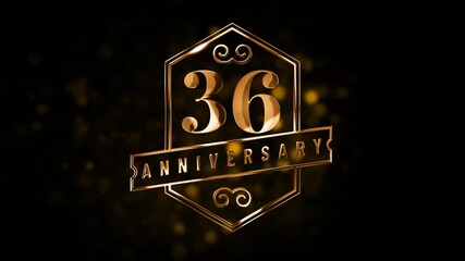 36 Anniversary animated gold, look elegant, with a transparent background