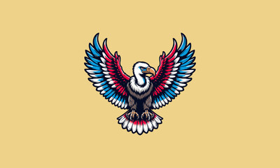 Naklejka premium vulture with big wings american vector mascot design
