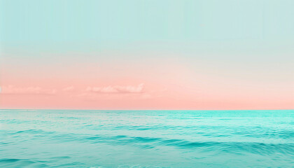 Obraz premium Sea and sky. An abstract minimalist background featuring Ocean Blue, Soft Cyan, and Coral Pink. Clean composition and vibrant color palette, ideal for modern designs.