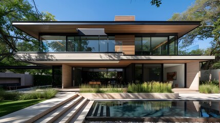 Fototapeta premium Modern House with Pool and Landscaping