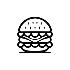 simple cheese burger icon line art style sketch classic vintage design illustration