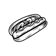 simple hotdog line art style sketch classic vintage design illustration