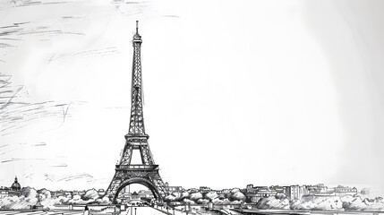 A vintageinspired illustration of the Eiffel Tower against a textured background