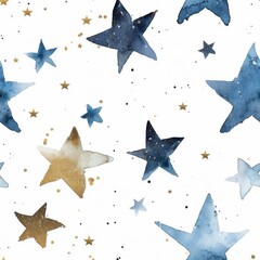 Obraz premium Watercolor star clusters seamless repeating pattern, minimal pattern, high contrasty -