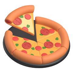 Pizza 3D illustration Icon Foods and Drinks with Transparent Background
