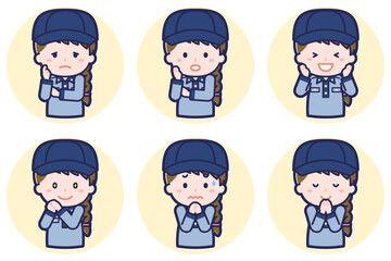 Fototapeta premium 女性郵便配達員のポーズセット_04