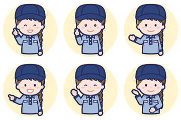 女性郵便配達員のポーズセット_03