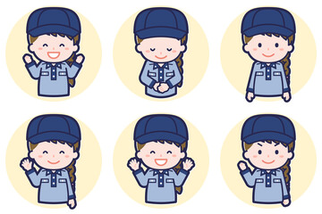 女性郵便配達員のポーズセット_02