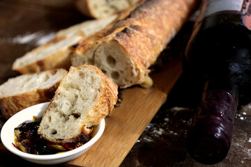 sourdough  bread and wine