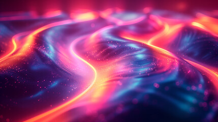 Abstract Neon Light Trails in Pink and Turquoise with Dynamic Patterns