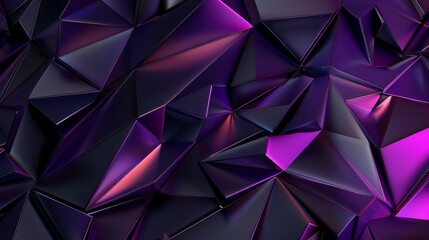 Fototapeta premium A captivating abstract background featuring a dynamic arrangement of metallic purple triangles. The interplay of light and shadow on the textured surfaces creates a sense of depth and energy. This vis