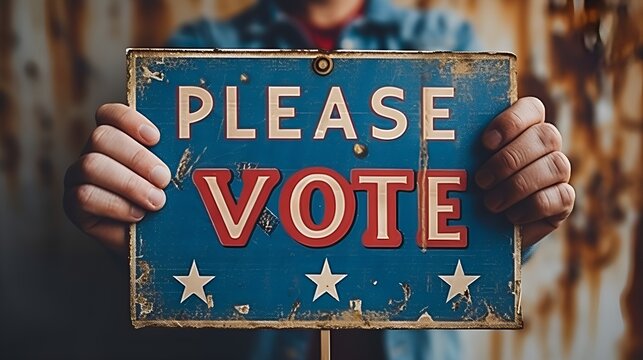 Election - get out the vote - political parties - voter motivation - sign that reads &ldquo;PLESE VOTE&rdquo;&rdquo; - republican - democrat 