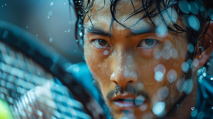 Dramatic Close-Up of Disabled Tennis Player with Robotic Arms in Action