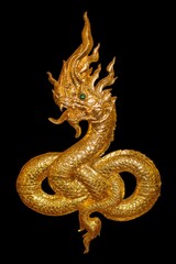 Obraz premium golden serpent statue isolated on black