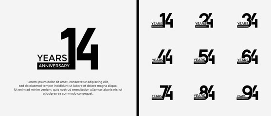 anniversary logo style set with black color can be use for celebration moment