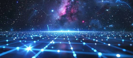 Obraz premium Digital Galaxy: A Journey Through the Cosmic Network