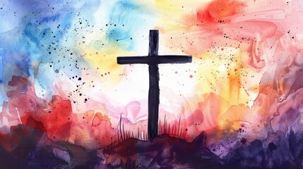Christian watercolor decorative painting -