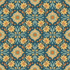 seamless pattern with European  flowers