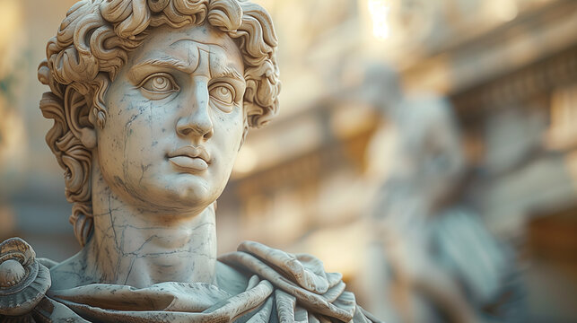 Sculpture of Alexander the Great with Classical Backdrop
