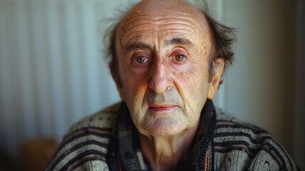 Portrait of a mature man with a melancholic expression, reflecting on life and emotions