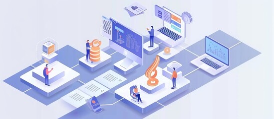 Obraz premium Digital Business Network and Collaboration