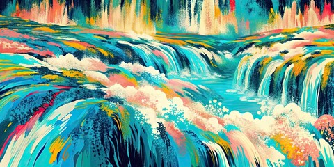 Abstract painting representing flowing water