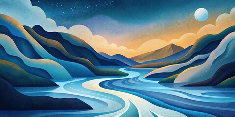Abstract painting representing flowing water