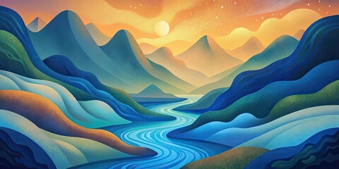 Abstract painting representing flowing water