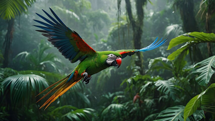 Obraz premium parrot bird flying in the jungle