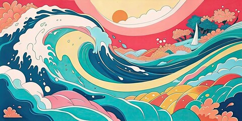 Abstract painting representing flowing water