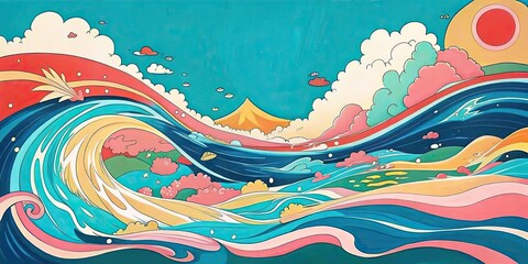Abstract painting representing flowing water
